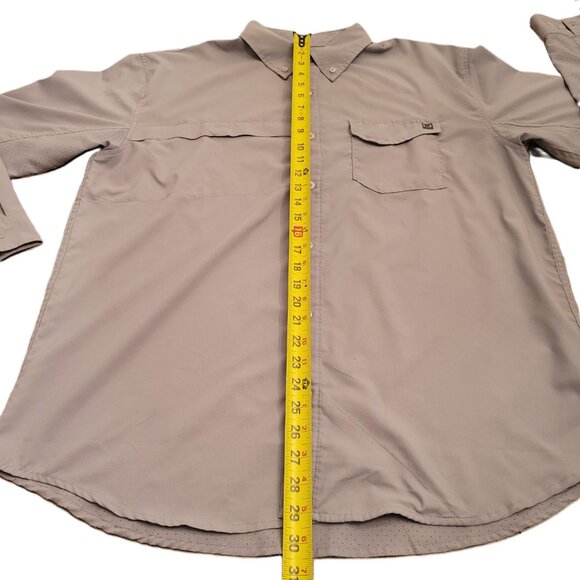 Huk Tide Point Performance Fishing Shirt Long Sleeve Button Down Beige Men's XL - Picture 6 of 7